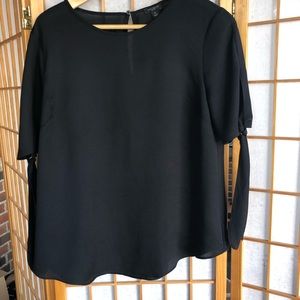 Ann Taylor petit black tie sleeve blouse MP